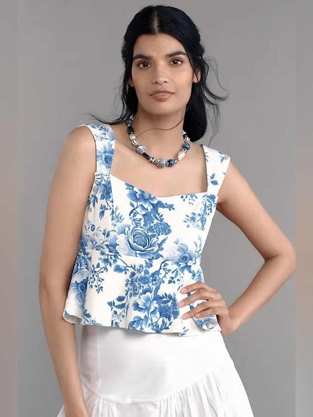 NWT Maeve Anthropologie Square-Neck Peplum Tank Top